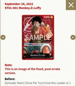 Errata-Monkey D Luffy - ST01-001 L - One Piece Card Game Holo English - Image 4