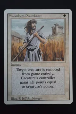 Magic The Gathering MTG SWORDS TO PLOWSHARES Revised MP Moderately Played - Image 1