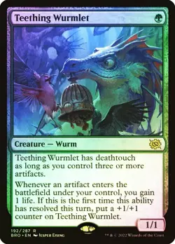 1x NM Foil Teething Wurmlet - The Brothers' War [MTG] pack fresh - Image 1