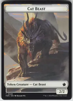 MTG Cat Beast // Dragon (0017) Double-Sided Token 28 // 17 Foundations T Normal - Image 1