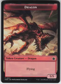 MTG Cat Beast // Dragon (0017) Double-Sided Token 28 // 17 Foundations T Normal - Image 2