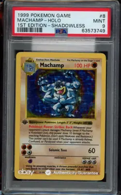 PSA 9 - Machamp Base Set SHADOWLESS 008/102 1st Edition Holo Pokemon - Image 1