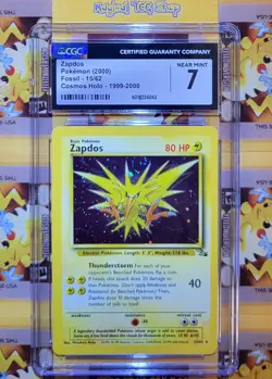 Pokemon Zapdos Fossil Cosmos Holo Rare 15/62 Holo Swirl CGC NM - Image 1