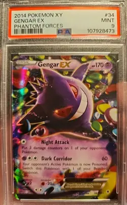 Pokemon TCG Gengar EX 34 2014 XY Phantom Forces Ultra Rare Mint PSA 9 - Image 1