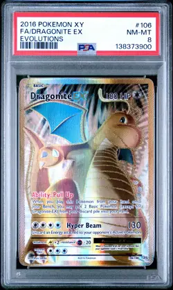 2016 POKEMON XY EVOLUTIONS 106 FULL ART/DRAGONITE EX - PSA 8 - Image 1