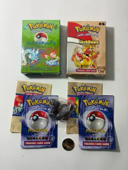 Pokemon Overgrowth & Lockdown Theme Deck EMPTY, Coin, Rulebooks, Damage Counters - Image 1
