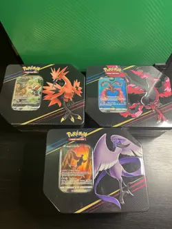 Crown Zenith Pokemon TCG sealed Tins Lot Of 3 Galarian Moltres Zapdos Articuno⚡ - Image 1