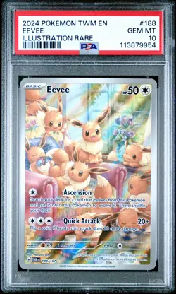 2024 POKEMON TWM EN-TWILIGHT MASQUERADE ILLUSTRATION RARE #188 EEVEE PSA 10 - Image 1