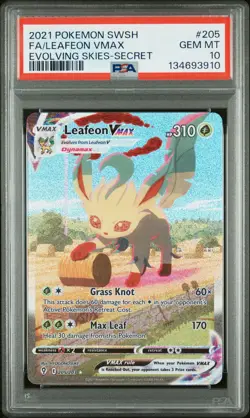 2021 POKEMON SWORD & SHIELD EVOLVING SKIES SECRET FULL ART/LEAFEON VMAX PSA 10 - Image 1