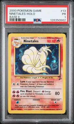 Ninetales Holo PSA 1 2000 Pokemon Game Base Set 2 #13 POP 15 - Image 1