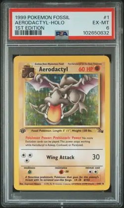 Aerodactyl Holo 1st Edition PSA 6 1999 Pokemon Fossil #1 - Image 1
