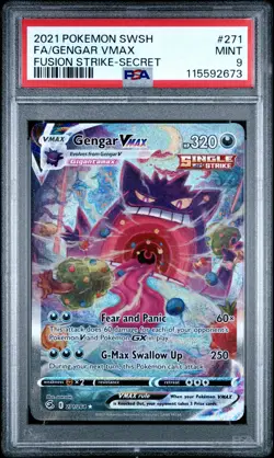 2021 POKEMON SWORD & SHIELD FUSION STRIKE SECRET #271 FULL ART/GENGAR VMAX PSA 9 - Image 1