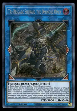 Yugioh! Tri-Brigade Shuraig the Ominous Omen PHRA-EN048 Secret Rare 1st Ed VLP - Image 1