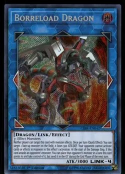 Yugioh! Borreload Dragon CIBR-EN042 Secret Rare 1st Ed VLP - Image 1