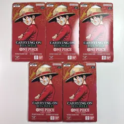 5x ENGLISH One Piece CCG: Carrying On His Will - Sleeved Booster Pack lot OP-13 - Image 1