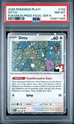 Ditto Pokemon Prize Pack Series 6 Promo Pokemon Card PSA 8 NM MINT Galaxy Holo - Image 1