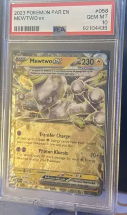 PSA 10 GEM Mint Mewtwo ex 058/182 Double Rare Paradox Rift Holo Pokemon Card - Image 2
