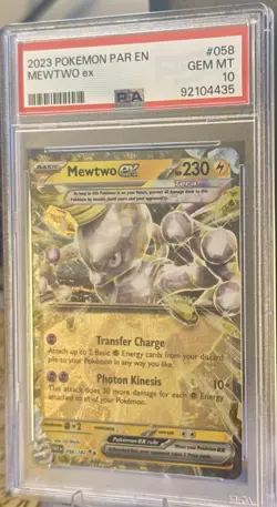 PSA 10 GEM Mint Mewtwo ex 058/182 Double Rare Paradox Rift Holo Pokemon Card - Image 3