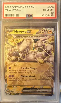 PSA 10 GEM Mint Mewtwo ex 058/182 Double Rare Paradox Rift Holo Pokemon Card - Image 4