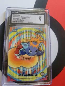 2000 POKEMON TOPPS SERIES 2 1 OF 10 STICK-ON CARD #8 WARTORTLE CGC 9 - Image 1