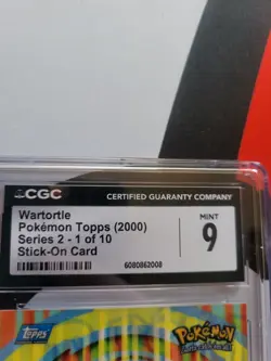 2000 POKEMON TOPPS SERIES 2 1 OF 10 STICK-ON CARD #8 WARTORTLE CGC 9 - Image 2
