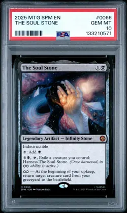 2025 MTG MARVEL'S SPIDER-MAN #0066 THE SOUL STONE PSA 10 - Image 1