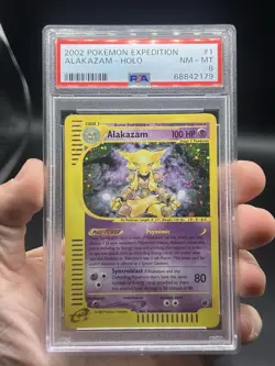 2002 Pokemon Expedition Alakazam 1/165 Holo Rare PSA 8 NM English WOTC E SERIES - Image 3
