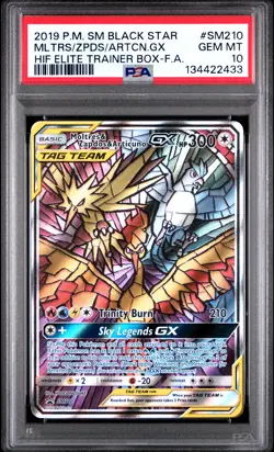 2019 POKEMON SM BLACK STAR PROMO FULL ART/MOLTRES & ZAPDOS & ARTICUNO GX PSA 10 - Image 1