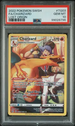 2022 POKEMON SWORD & SHIELD LOST ORIGIN #TG03 FULL ART/CHARIZARD PSA 10 - Image 1