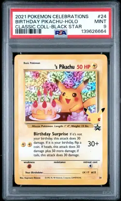 Birthday Pikachu Holo 24 Celebrations Classic Collection Pokemon PSA 9 *664 - Image 1