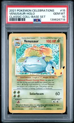 Venusaur Holo 15 Celebrations Classic Collection Pokemon PSA 10 *718 - Image 1