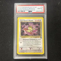 2000 POKEMON PROMO BLACK STAR #18 POKEMON LEAGUE ROCKET'S MEOWTH PSA 10 - Image 1