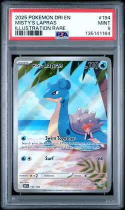 2025 POKEMON DRI EN-DESTINED RIVALS ILLUSTRATION RARE #194 MISTY'S LAPRAS PSA 9 - Image 1