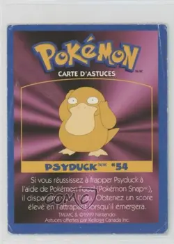 Psyduck Kellogg's Pokemon Game Tip Cards #54 1999 - Image 2