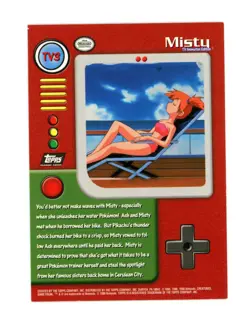 Pokemon Card - Misty TV3 - Black Logo - Topps Series 1 - Image 2