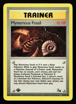 Mysterious Fossil 62/62 Common 1st Edition Fossil Pokemon Card - Image 1