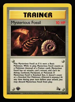 Mysterious Fossil 62/62 Common 1st Edition Fossil Pokemon Card - Image 1