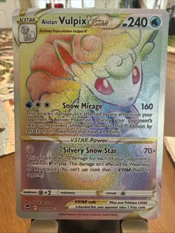 Pokemon TCG Alolan Vulpix VSTAR Silver Tempest Holo Card 197/195 Secret Rare - Image 1