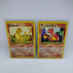Charmander 46/102 & Charmeleon 24/102 Pokemon Card - Base Set WOTC TCG - NM - Image 1