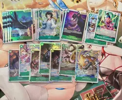 (18) One Piece TCG Green SR/ Mixed LOT 18 Foil Cards English Mixed Sets All NM - Image 1