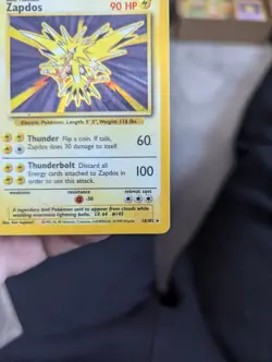 Pokemon TCG Zapdos 16/102 Base Set Holo Rare Unlimited WOTC Vintage - Image 3