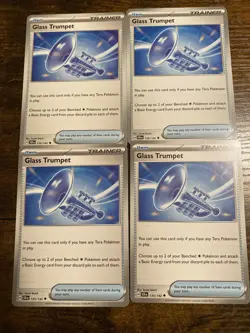 Pokemon TCG Glass Trumpet 135/142 Stellar Crown Uncommon (x4) Playset NM - Image 1