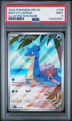 MISTY'S LAPRAS 2025 POKEMON DRI EN-DESTINED RIVALS ILLUSTRATION RARE #194 PSA 9 - Image 1