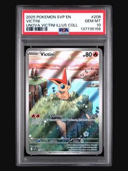 2025 POKEMON SVP EN-SV BLACK STAR PROMO #208 VICTINI UNOVA ILLUS COLL PSA 10 - Image 1