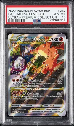 2022 POKEMON SWSH BLACK STAR PROMO #262 FULL ART/CHARIZARD VSTAR PSA 10 - Image 1