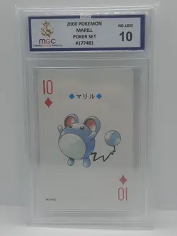 2000 POKEMON GOLD VERSION PLAYING CARDS 10 OF DIAMONDS #183 MARILL MGC 10 - Image 1
