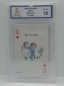 2000 POKEMON GOLD VERSION PLAYING CARDS 10 OF DIAMONDS #183 MARILL MGC 10 - Image 2