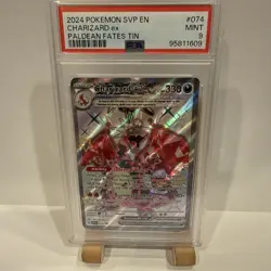 2024 POKEMON SVP EN-SV BLACK STAR PROMO PALDEAN FATES TIN CHARIZARD EX PSA 9 074 - Image 1