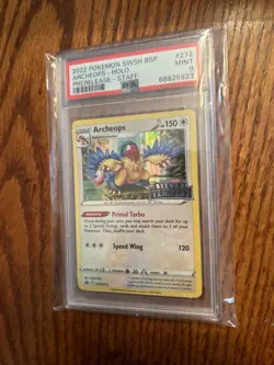 Pokemon TCG Archeops Holo Prerelease Staff PSA 9 Graded Card Mint SWSH272 - Image 1