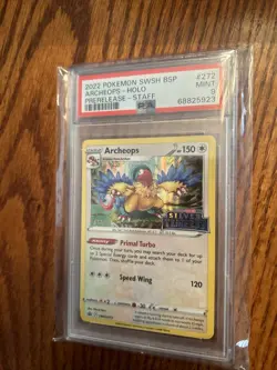 Pokemon TCG Archeops Holo Prerelease Staff PSA 9 Graded Card Mint SWSH272 - Image 3